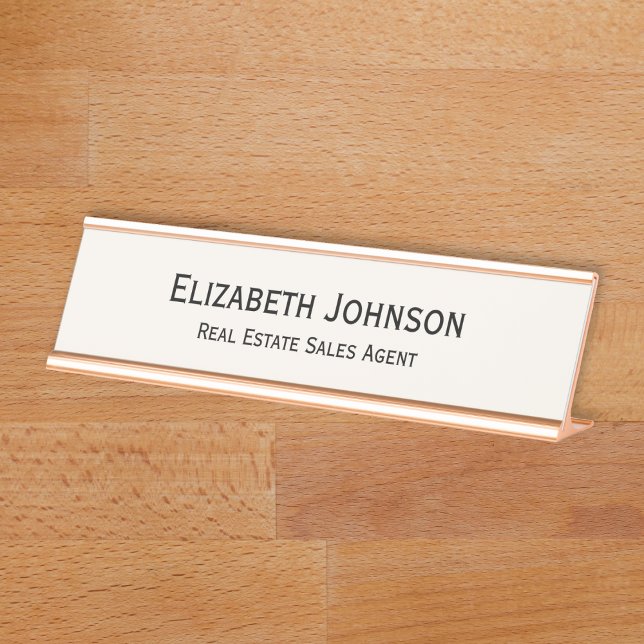 Porte-nom Pour Bureau Bureau d'affaires professionnel moderne Light Ivor (Modern Light Ivory Professional Business Office Desk Name Plate)