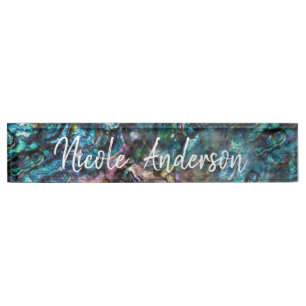 Porte-nom Pour Bureau Bureau de la coque de la mer d'Abalone Arc en arc-