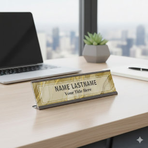 Porte-nom Pour Bureau Bureau en or brossé personnalisé Moderne profess