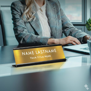 Porte-nom Pour Bureau Bureau en or personnalisé sur mesure pour cadre