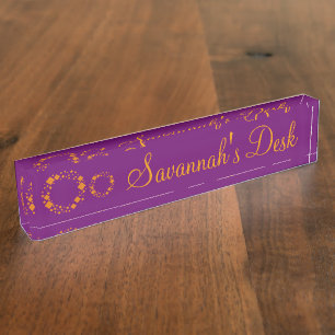 Porte-nom Pour Bureau Bureau girly de couleurs de passion pourpre