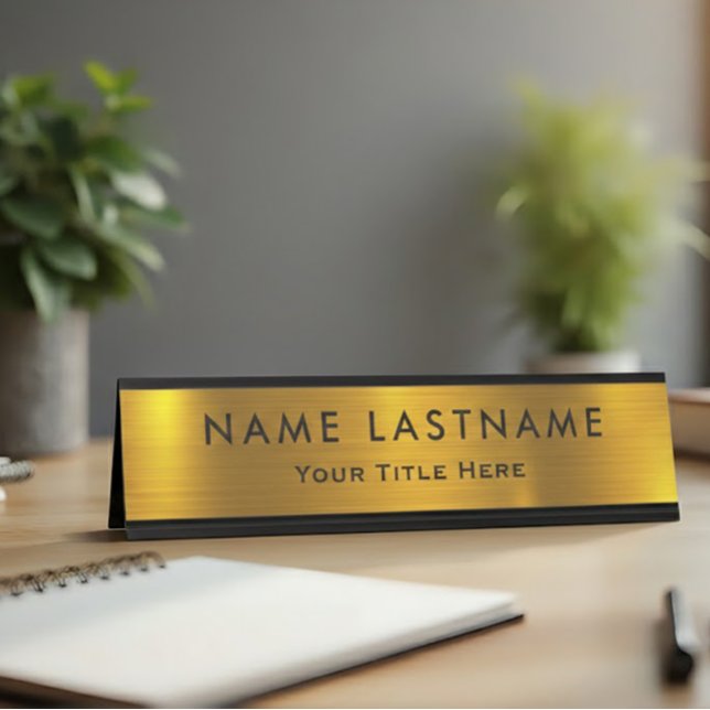 Porte-nom Pour Bureau Bureau Moderne Professionnel Noir et Or (Créateur téléchargé)
