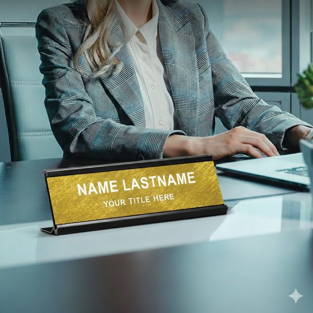 Porte-nom Pour Bureau Bureau Moderne Professionnel Noir et Or (Créateur téléchargé)