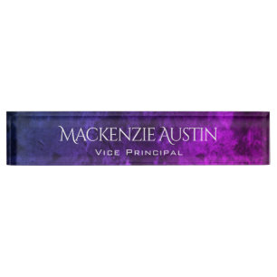 Porte-nom Pour Bureau Bureau Mystic-Topaz Blue Rose violet Ombre Chic