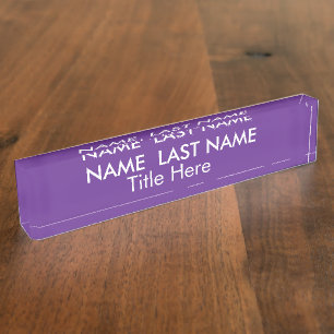 Porte-nom Pour Bureau Bureau personnalisé Navy Purple élégant simple