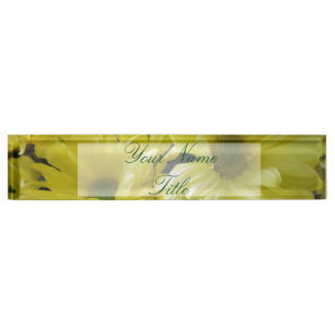 Porte-nom Pour Bureau Bureau personnalisé Nom Plate Fleurs Jaunes Bureau