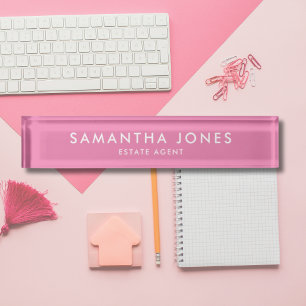 Porte-nom Pour Bureau Bureau rose minimaliste moderne