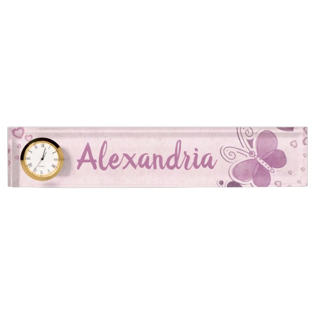 Porte-nom Pour Bureau Butterfly and Hearts (Devant)