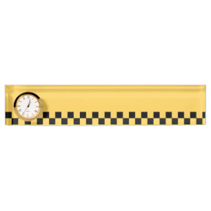 Porte-nom Pour Bureau Cabine jaune à damiers motif