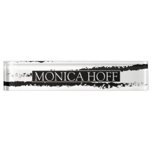 Porte-nom Pour Bureau Cactus noir blanc motif rayé