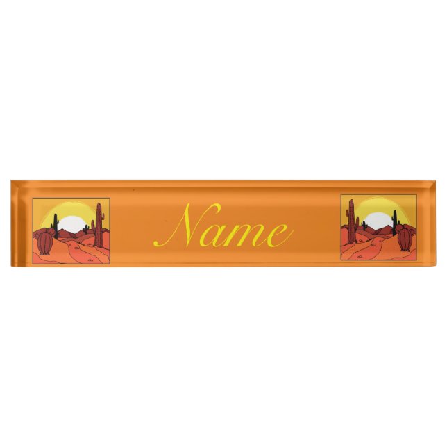 Porte-nom Pour Bureau Cactus Sunset Thunder_Cove (Devant)