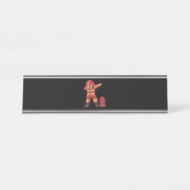 Porte-nom Pour Bureau Cadeau pompier | L'Homme Pompier (Devant)