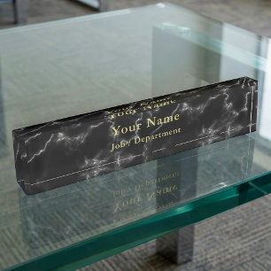 Porte-nom Pour Bureau Cadre de classe en marbre noir et or