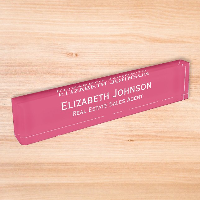 Porte-nom Pour Bureau Cadre dirigeant d'affaires Rose foncé Moderne (Modern Dark Pink Professional Business Executive Desk Name Plate)