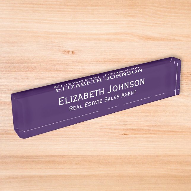 Porte-nom Pour Bureau Cadre dirigeant d'entreprise Moderne Violet Foncé (Modern Dark Purple Professional Business Executive Desk Name Plate)