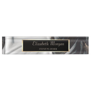 Porte-nom Pour Bureau Cadre élégant et stylé, Marbre doré