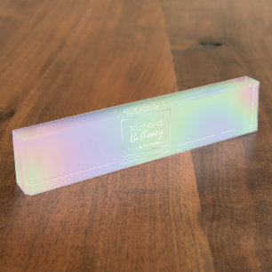 Porte-nom Pour Bureau Cadre métallique Holographique moderne à effet arc