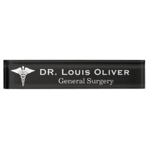 Porte-nom Pour Bureau Caducée médical personnalisé Médecin MD Docteur