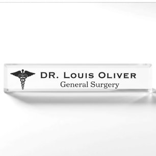 Porte-nom Pour Bureau Caducée médical personnalisé Médecin MD Docteur