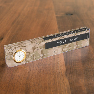 Porte-nom Pour Bureau Cailloux de camouflage du désert, Votre nom, Perso