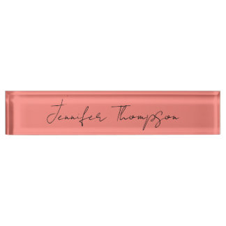 Porte-nom Pour Bureau Calligraphie Elégant Coral rose Plaine Nom simple