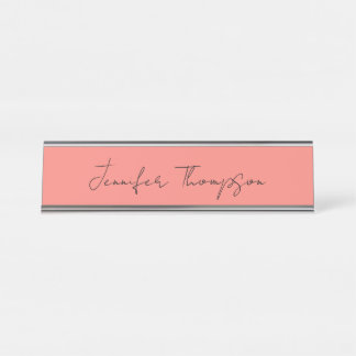 Porte-nom Pour Bureau Calligraphie Elégant Coral rose Plaine Nom simple