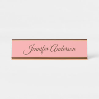 Porte-nom Pour Bureau Calligraphie Elégant Pastel Rouge Nom personnalisé