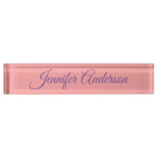 Porte-nom Pour Bureau Calligraphie Elégant Pastel Rouge Nom personnalisé