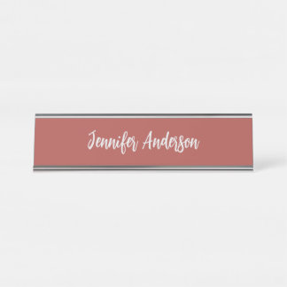 Porte-nom Pour Bureau Calligraphie Élégante brique personnalisée Rouge