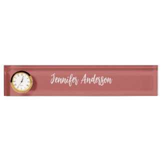 Porte-nom Pour Bureau Calligraphie Élégante brique personnalisée Rouge