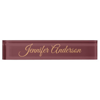 Porte-nom Pour Bureau Calligraphie Elégante Couleur du vin Nom personnal