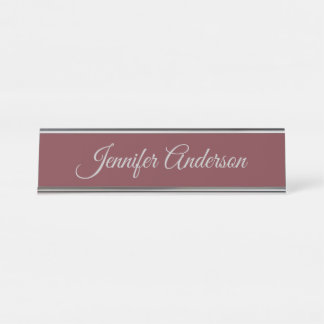 Porte-nom Pour Bureau Calligraphie Elégante Couleur du vin Personnalisée