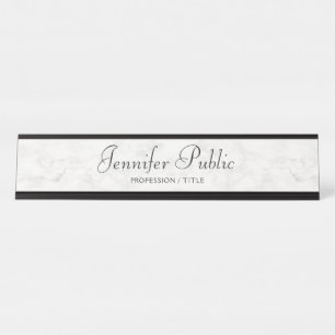Porte-nom Pour Bureau Calligraphie Marbre blanc moderne et élégante pers