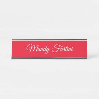 Porte-nom Pour Bureau Calligraphie minimaliste élégante de la plaine rou