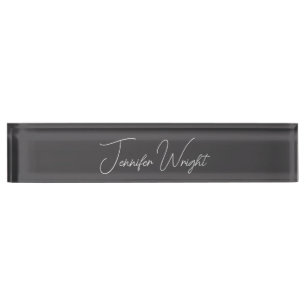 Porte-nom Pour Bureau Calligraphie minimaliste plaine moderne gris