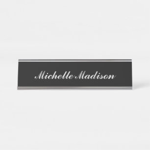 Porte-nom Pour Bureau Calligraphie moderne minimaliste clair Couleur noi