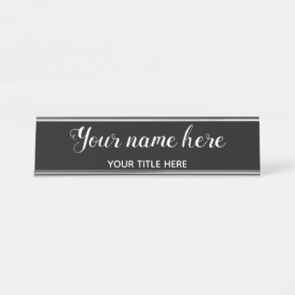 Porte-nom Pour Bureau Calligraphie noir professionnel simple moderne