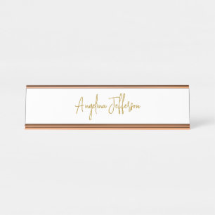 Porte-nom Pour Bureau Calligraphie professionnelle Elegant or couleur