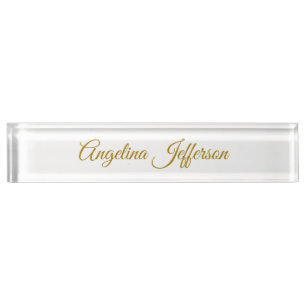 Porte-nom Pour Bureau Calligraphie professionnelle Elegant or couleur
