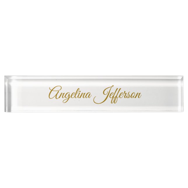 Porte-nom Pour Bureau Calligraphie professionnelle Elegant or couleur (Devant)