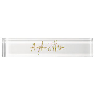 Porte-nom Pour Bureau Calligraphie professionnelle Elegant or couleur