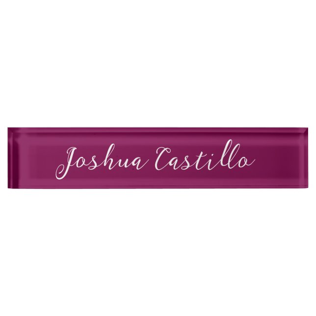 Porte-nom Pour Bureau Calligraphie Simple Couleur Vin Professionnel (Devant)