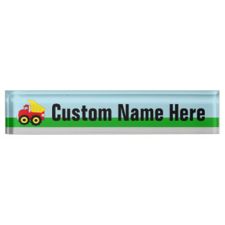 Porte-nom Pour Bureau Camion-camionnette rouge/jaune pour enfants sur ro