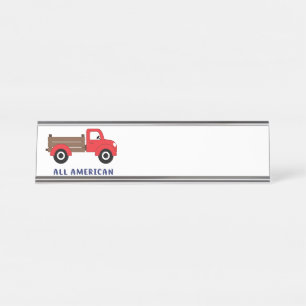 Porte-nom Pour Bureau Camion de ferme rouge