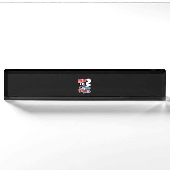 Porte-nom Pour Bureau Camion d'incendie 2 ans pompier 2e anniversaire (Devant)