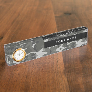 Porte-nom Pour Bureau Camo gris, Camouflage, Militaire, Armée