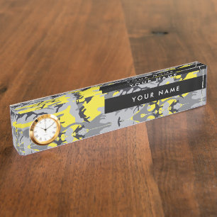 Porte-nom Pour Bureau Camo jaune et gris, Camouflage, Militaire, Armée