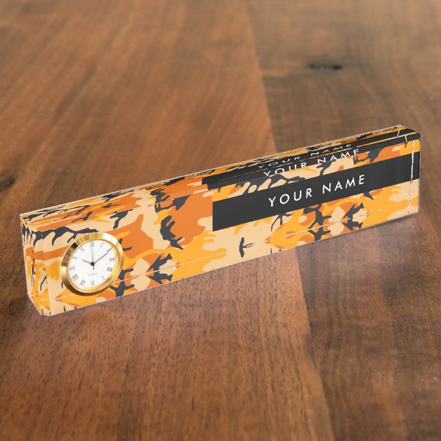Porte-nom Pour Bureau Camo orange, Camouflage, Militaire, Armée (Taille)