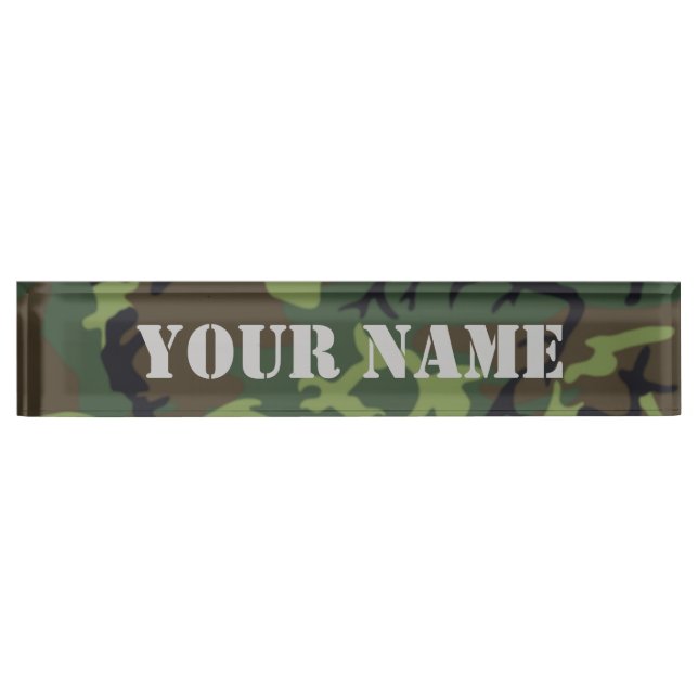 Porte-nom Pour Bureau Camo - plaque signalétique verte d'édition d'armée (Devant)