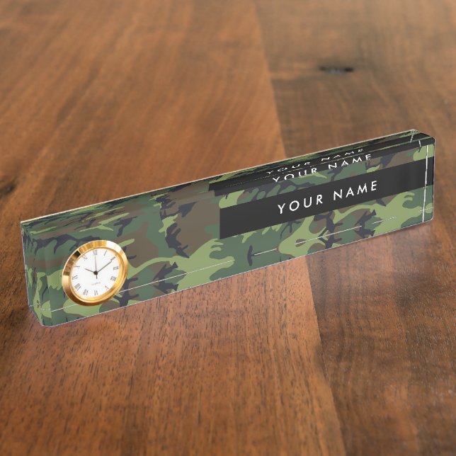 Porte-nom Pour Bureau Camo Vert, Camouflage, Militaire, Armée (Taille)